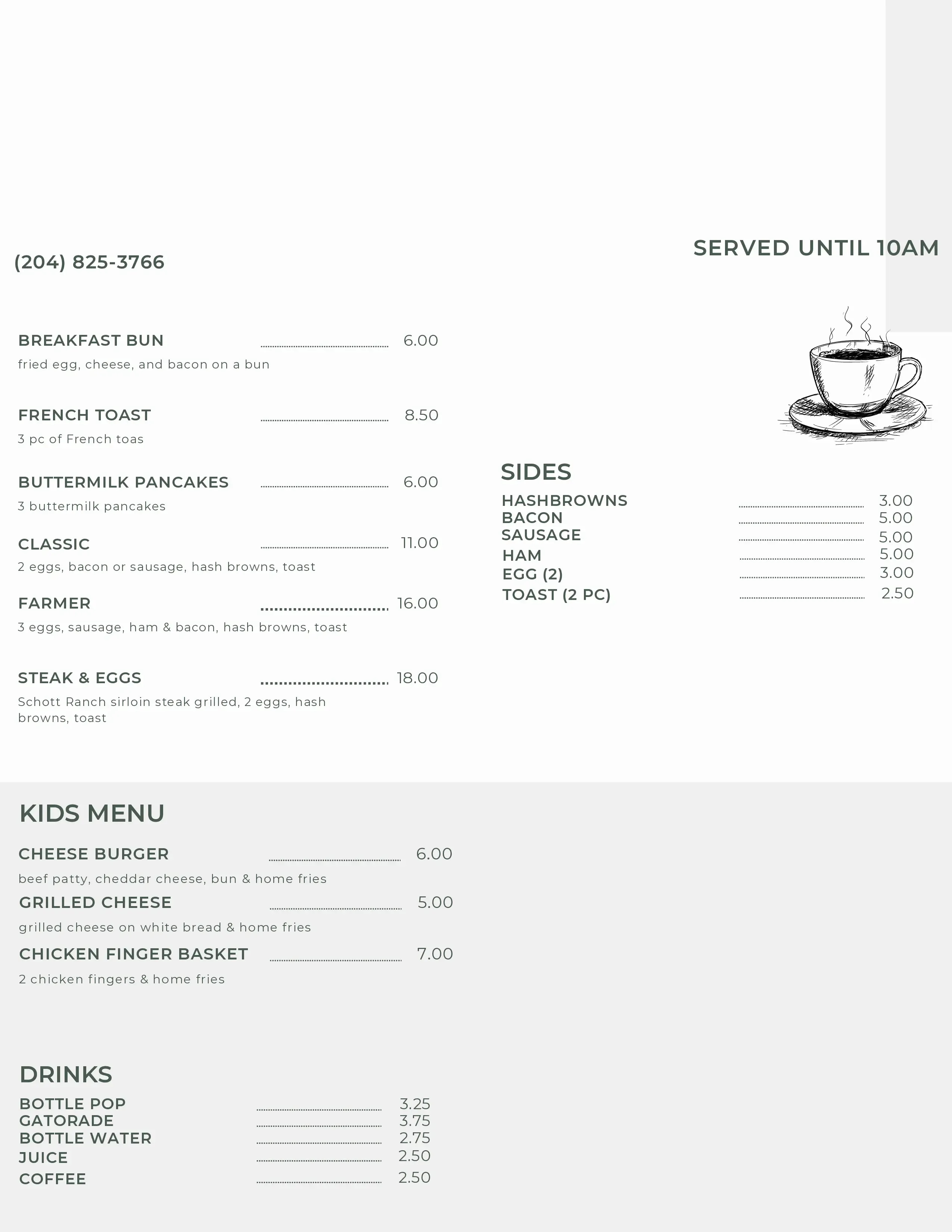 page 2 of menu